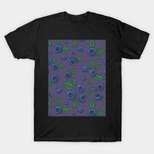 Blueberries on dark blue-magenta T-Shirt